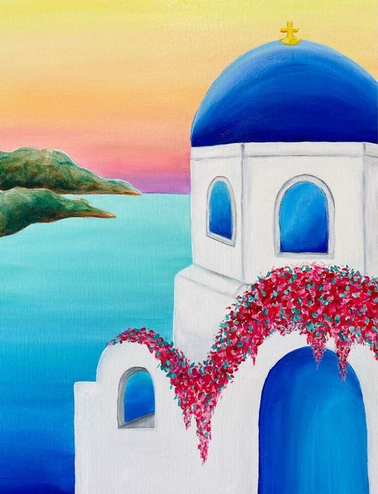 Pinot & Picasso Sunset In Santorini