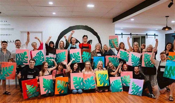 Picture of people at a paint and sip session
