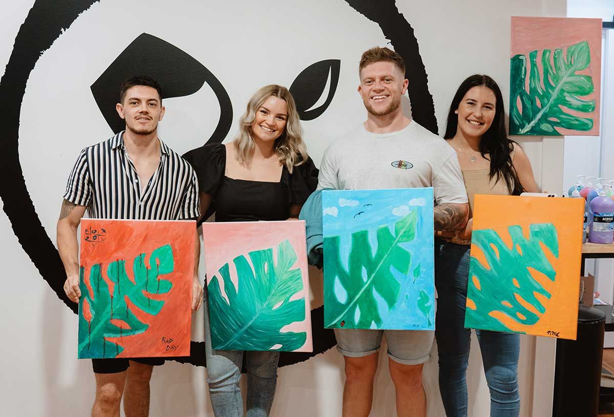 One of the many Valentine's Day ideas Perth can provide include a paint and sip session at Pinot & Picasso